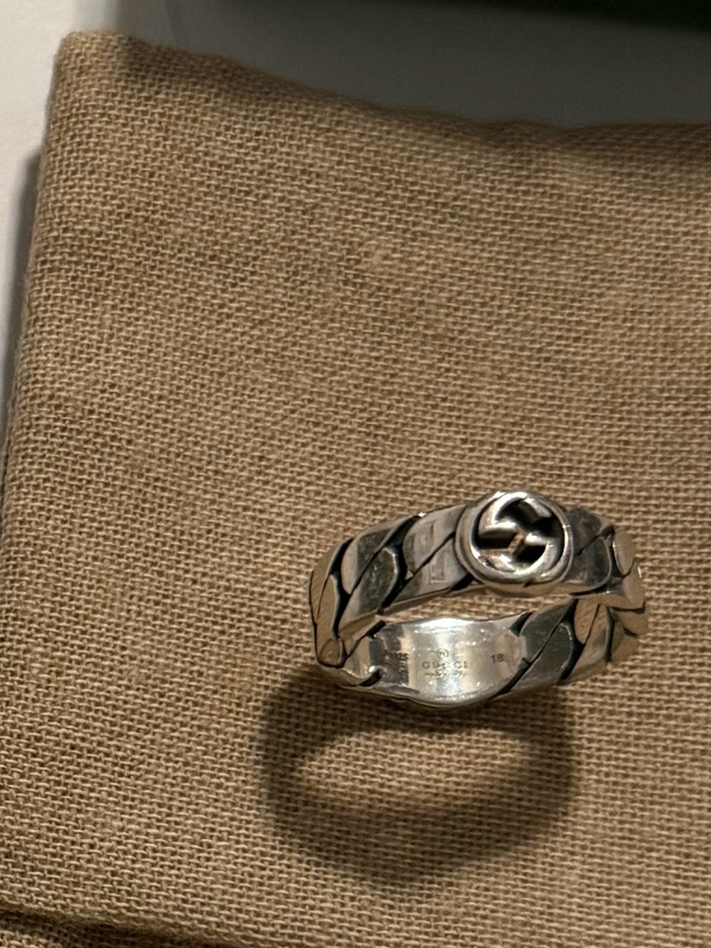 Gucci Silver Interlocking G Men's Signet Ring
